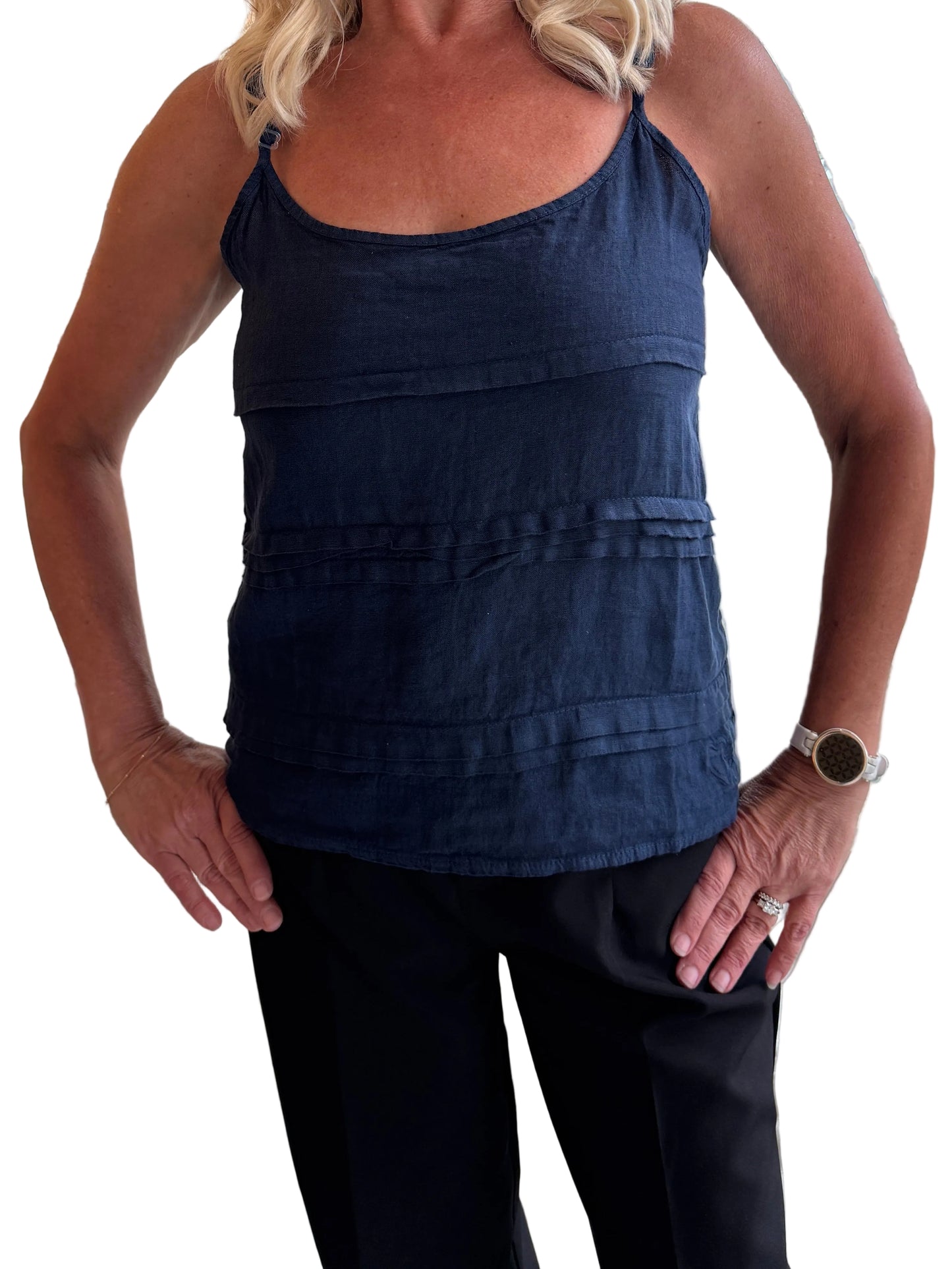 3-SS26195-9 100% Linen Tank Top