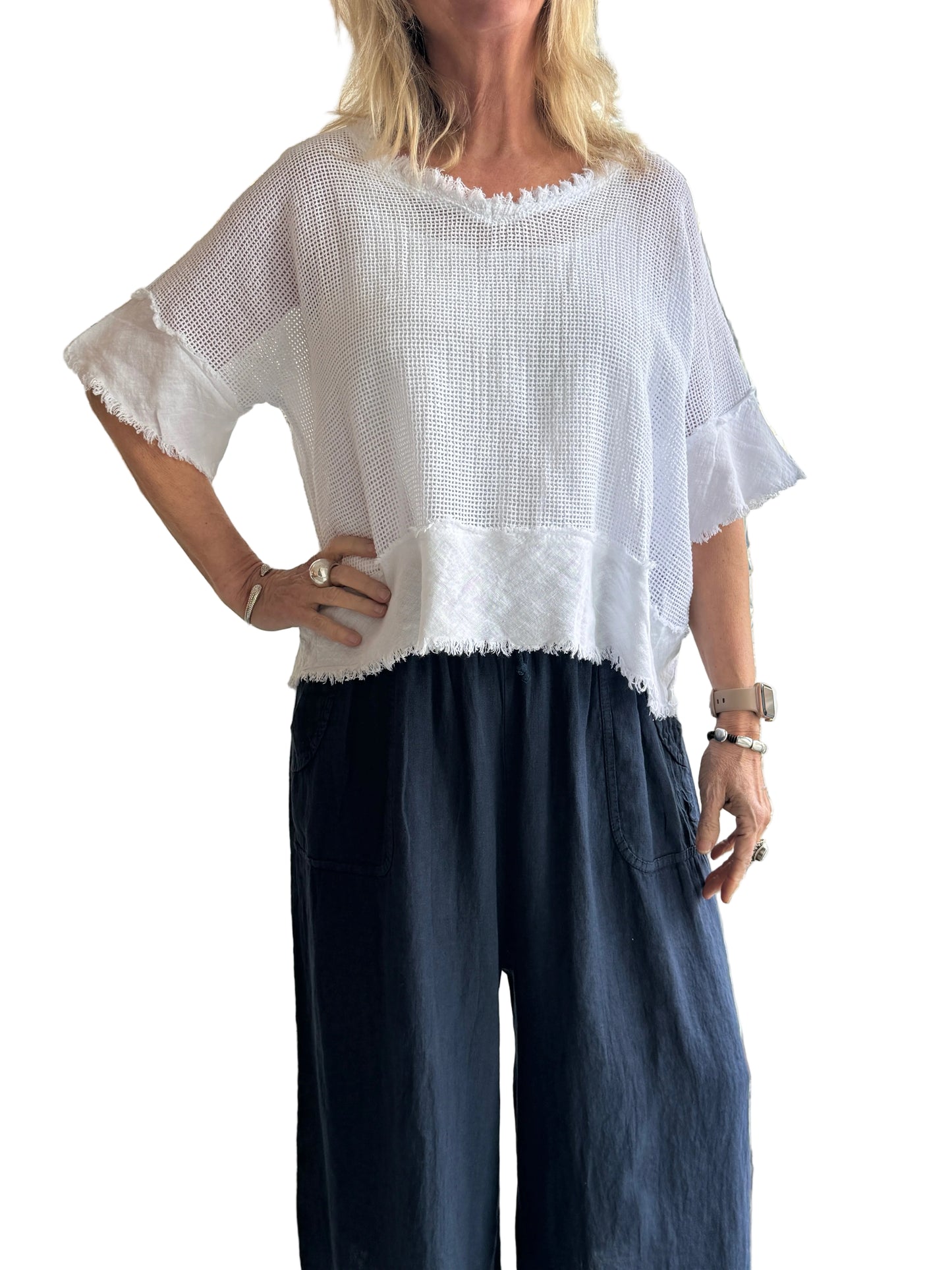5-SS26167-4 100% Linen Top