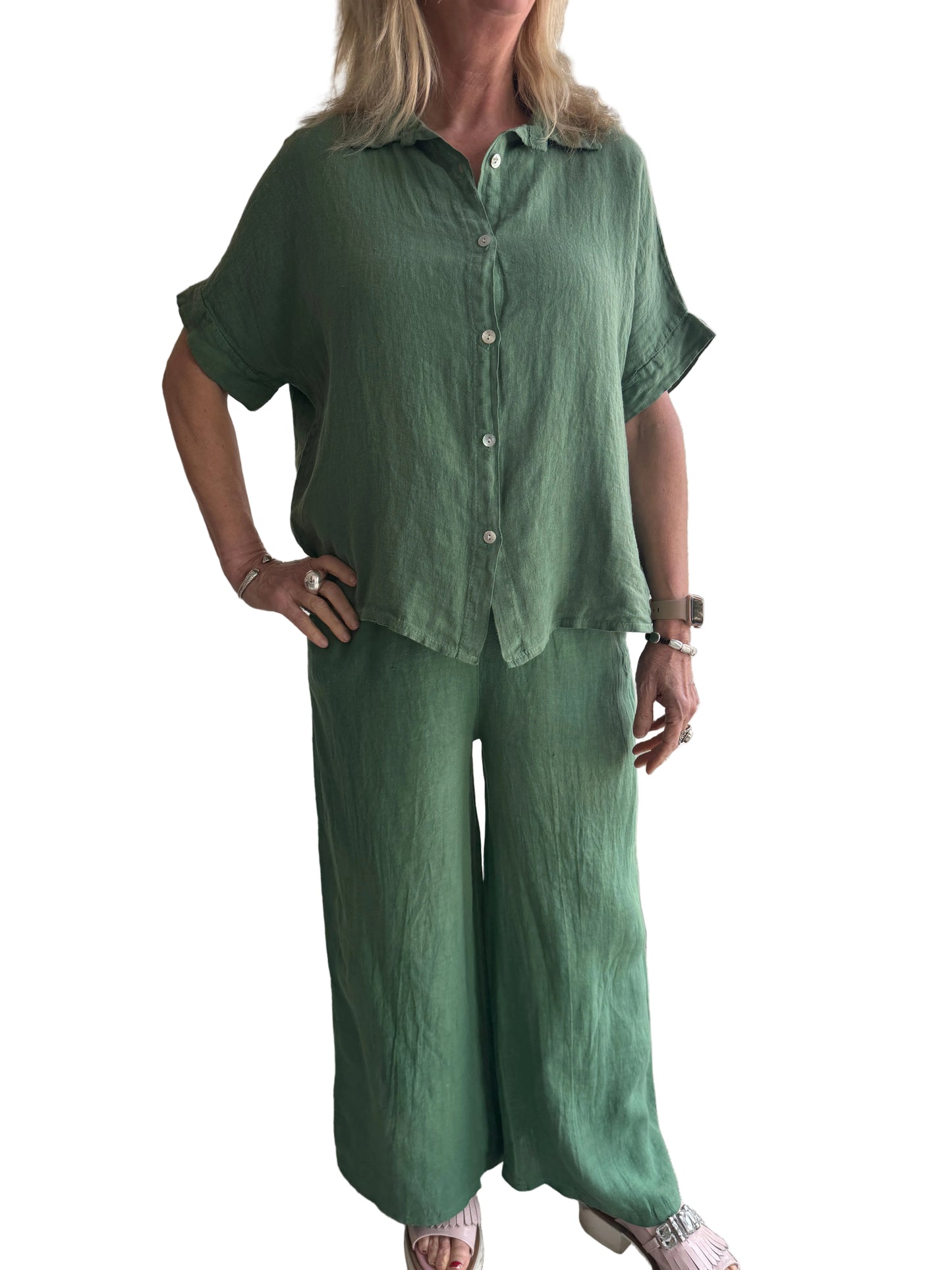 4-SS26217-9 100% Linen Pant
